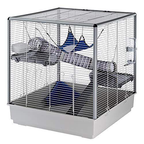 Ferplast Großes Frettchenheim FURET XL, DREI Ebenen mit Hängemattenzubehör und Röhren für Frettchen, grau lackiertes Metallgitter mit Ecksäulen und Kunststoffboden, 80 x 75 x H 86,5 cm Ferplast Großes Frettchenheim FURET XL, DREI Ebenen mit Hängemattenzubehör und Röhren für Frettchen, grau lackiertes Metallgitter mit Ecksäulen und Kunststoffboden, 80 x 75 x H 86,5 cm von Ferplast