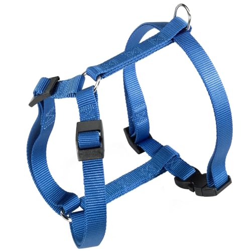 Ferplast Hundegeschirr Kleine Hunde Champion S, Katzengeschirr an 3 Punkten verstellbar, einfach zu tragen, Brustumfang 30–46 cm. Blau von Ferplast