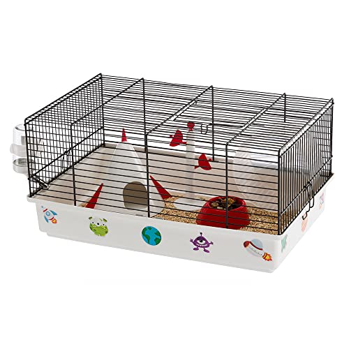 Ferplast Hamsterkäfig, Nagerkäfig SPACE, Kleintierkäfig, Hamsterzubehör inklusive, 46 x 29,5 x h 23 cm. von Ferplast