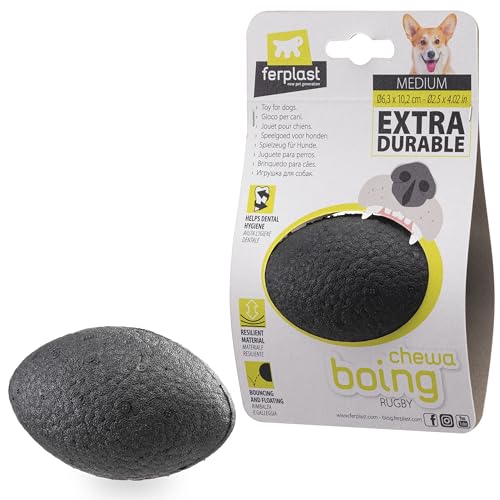 Ferplast Hunde Spielzeug, aus strapazierfähigem, ungiftigem, bissfestem Material, für die Zahnhygiene des Hundes, Springt und Schwimmt, CHEWA Boing Rugby Mittelgroße Hundespielzeug Ball, Schwarz Ferplast Hunde Spielzeug, aus strapazierfähigem, ungiftigem, bissfestem Material, für die Zahnhygiene des Hundes, Springt und Schwimmt, CHEWA Boing Rugby Mittelgroße Hundespielzeug Ball, Schwarz von Ferplast