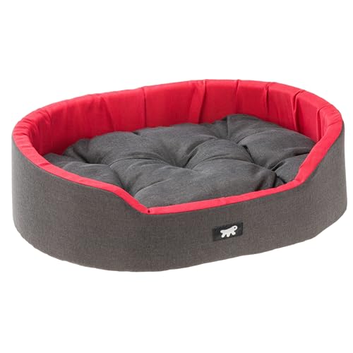 Ferplast Hundebett Dandy, abnehmbares, waschbares Kissen, Baumwollbezug mit weicher Polsterung, Bett für mittelgroße Hunde, 95 x 60 x H 21 cm, Rot Ferplast Hundebett Dandy, abnehmbares, waschbares Kissen, Baumwollbezug mit weicher Polsterung, Bett für mittelgroße Hunde, 95 x 60 x H 21 cm, Rot von Ferplast