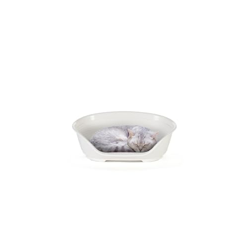 Ferplast Hundebett Katzenbett Kunststoff-Hundebett Extra Small Hundeliege waschbar Hundekorb atmungsaktiv rutschfest Siesta Deluxe, 43 x 28 x h 17,5 cm, Weiss von Ferplast