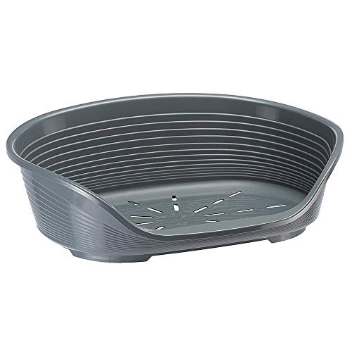 Ferplast Hundebett Kunststoff-Hundebett Extra Large Hundeliege waschbar Hundekorb atmungsaktiv rutschfest Siesta Deluxe, 100 x 65 x h 33,5 cm, Dunkelgrau von Ferplast