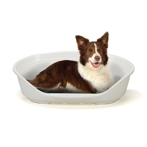 Ferplast Hundebett Kunststoff-Hundebett groß Hundeliege waschbar Hundekorb atmungsaktiv rutschfest Siesta Deluxe, 84 x 55 x h 28,5 cm, Weiss von Ferplast