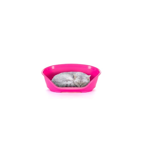 FERPLAST - Hundebett & Katzenbett - Kunststoff-Hundebett Extra Small - 100% recycelter Kunststoff - Hundebett waschbar - Hundekorb - atmungsaktiv & rutschfest - Siesta Deluxe, 43 x 28 x h 17,5 CM, FUCHSIA von Ferplast