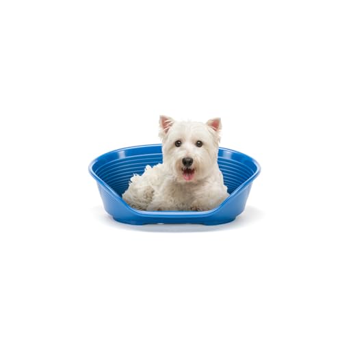 FERPLAST - Hundebett & Katzenbett - Kunststoff-Hundebett klein - 100% recycelter Kunststoff - Hundebett waschbar - Hundekorb - atmungsaktiv & rutschfest - Siesta Deluxe, 54 x 35 x h 21,5 CM, BLAU von Ferplast