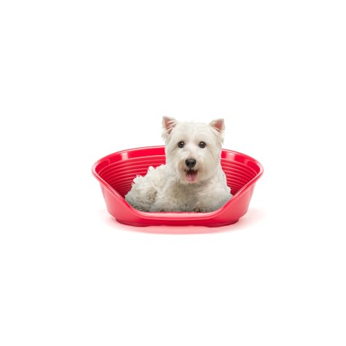 Ferplast Hundebett Katzenbett Kunststoff-Hundebett klein Hundeliege waschbar Hundekorb atmungsaktiv rutschfest Siesta Deluxe, 54 x 35 x h 21,5 cm, Bordeaux von Ferplast