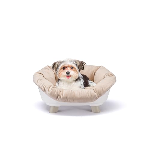 Ferplast Hundebett & Katzenbett mit Kissen, Hundebett waschbar, erhöhtes Hundebett Klein, katzenbett waschbar, atmungsaktiv & rutschfest, Sofa' Throne 64 x 48 x h 29,5 cm, Weiß Ferplast Hundebett & Katzenbett mit Kissen, Hundebett waschbar, erhöhtes Hundebett Klein, katzenbett waschbar, atmungsaktiv & rutschfest, Sofa' Throne 64 x 48 x h 29,5 cm, Weiß von Ferplast
