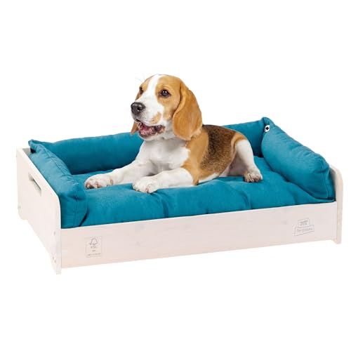 Ferplast Hundebett & Katzenbett mit Kissen Hall, Hundebett waschbar, FSC Holz, Hundebett Klein, katzenbett waschbar, atmungsaktiv & rutschfest, 67 x 43 x h 17 cm Ferplast Hundebett & Katzenbett mit Kissen Hall, Hundebett waschbar, FSC Holz, Hundebett Klein, katzenbett waschbar, atmungsaktiv & rutschfest, 67 x 43 x h 17 cm von Ferplast