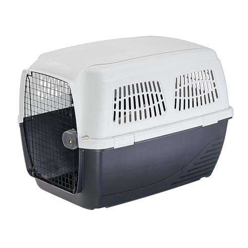 Ferplast Hundetransportbox Clipper 6, IATA-zugelassene Hundetransportbox, große Hundetransportbox max 45 kg, Haustiertransportbox für Flugzeug, Auto, Zug, 93x65xH 68 cm, Stahltür, Sicherer Verschluss von Ferplast