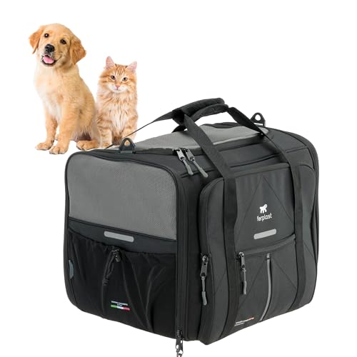 Ferplast Hundebox Voyager Carrier, Transportbox Katze, Hundetasche, verstellbare Griffe und Schultergurt, Sicherheitsgurt, beidseitige Öffnung, mit Kissen, max. 15 kg, 50 x 35 x 37 h cm, Schwarz Ferplast Hundebox Voyager Carrier, Transportbox Katze, Hundetasche, verstellbare Griffe und Schultergurt, Sicherheitsgurt, beidseitige Öffnung, mit Kissen, max. 15 kg, 50 x 35 x 37 h cm, Schwarz von Ferplast