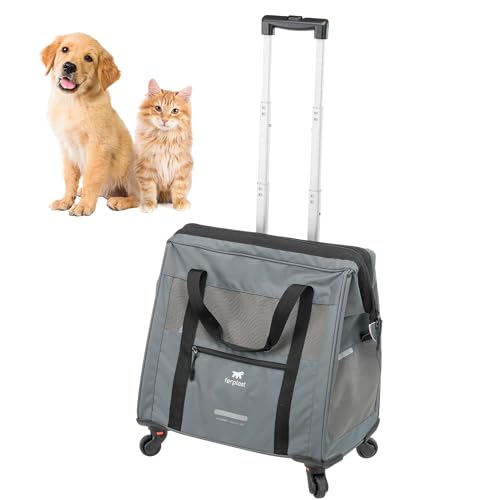 Ferplast Hundebox Voyager Trolley, Transportbox Katze, Hundetasche, ausziehbarer Griff, verstellbare Gurte, breite Öffnung, abnehmbare Räder, max. 15 kg, 46 x 26 x 48H cm, Grau Ferplast Hundebox Voyager Trolley, Transportbox Katze, Hundetasche, ausziehbarer Griff, verstellbare Gurte, breite Öffnung, abnehmbare Räder, max. 15 kg, 46 x 26 x 48H cm, Grau von Ferplast