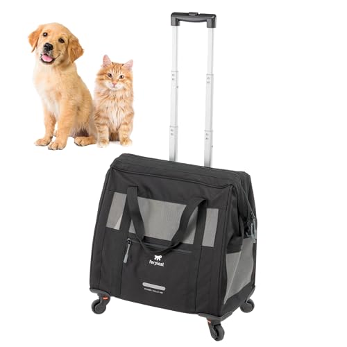 Ferplast Hundebox Voyager Trolley, Transportbox Katze, Hundetasche, ausziehbarer Griff, verstellbare Gurte, breite Öffnung, abnehmbare Räder, max. 15 kg, 46 x 26 x 48H cm, Schwarz Ferplast Hundebox Voyager Trolley, Transportbox Katze, Hundetasche, ausziehbarer Griff, verstellbare Gurte, breite Öffnung, abnehmbare Räder, max. 15 kg, 46 x 26 x 48H cm, Schwarz von Ferplast