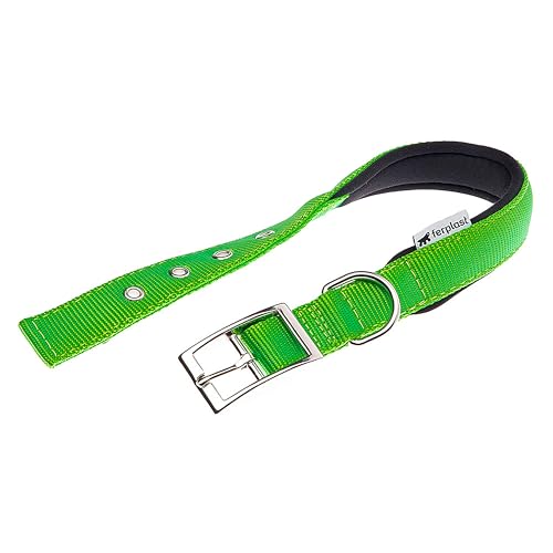 Ferplast Hundehalsband, Größe M, Groß, aus gepolstertem Nylon, verstellbare Metallschnalle, Halsumfang 34–42 cm, Grün von Ferplast
