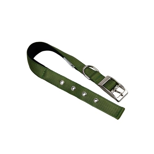 Ferplast Hundehalsband, Größe M, Groß, aus gepolstertem Nylon, verstellbare Metallschnalle, Halsumfang 41–49 cm, Dunkelgrün von Ferplast