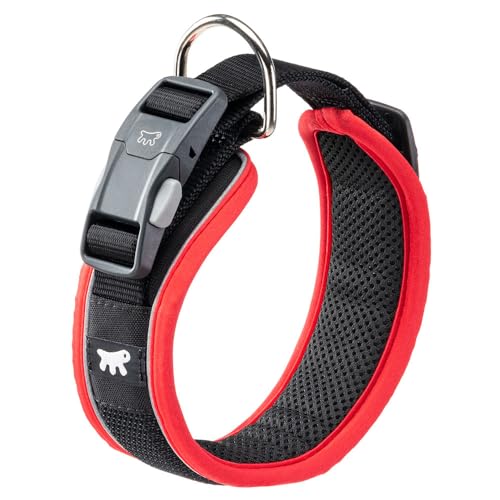 Ferplast Hundehalsband Genius C25/55, Reflektierend, Atmungsaktiv, Einstellbar, Magnetverschluss mit Schnellverschluss, Hundehalsband große Hunde, Weiche Polsterung, Rot Ferplast Hundehalsband Genius C25/55, Reflektierend, Atmungsaktiv, Einstellbar, Magnetverschluss mit Schnellverschluss, Hundehalsband große Hunde, Weiche Polsterung, Rot von Ferplast