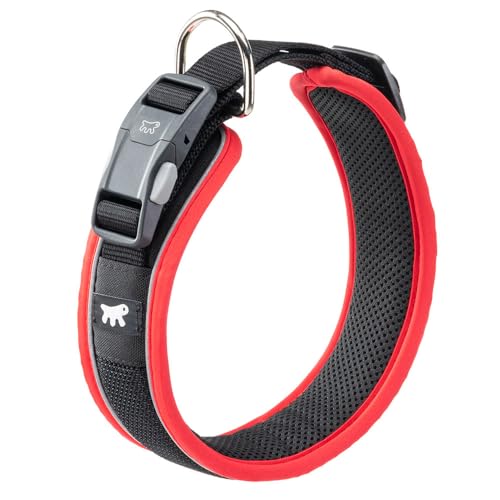Ferplast Hundehalsband Genius C25/65, Reflektierend, Atmungsaktiv, Einstellbar, Magnetverschluss mit Schnellverschluss, Hundehalsband große Hunde, Weiche Polsterung, Rot Ferplast Hundehalsband Genius C25/65, Reflektierend, Atmungsaktiv, Einstellbar, Magnetverschluss mit Schnellverschluss, Hundehalsband große Hunde, Weiche Polsterung, Rot von Ferplast