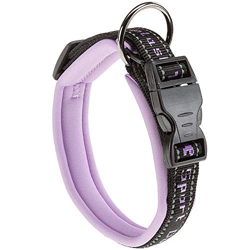 Ferplast Hundehalsband Sport Dog, Weich Gepolstertes Nylon Hunde Halsband für große Hunde, Verstellbare und Reflektierend, Größe: 2,5 cm (55-65 cm), Violett von Ferplast