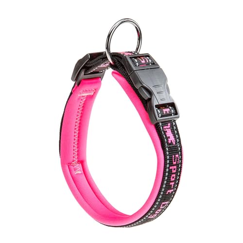 Ferplast Hundehalsband Sport Dog, Weich Gepolstertes Nylon Hunde Halsband für große Hunde, Verstellbare und Reflektierend, Größe: 2,5 cm (35-45 cm), Rosa von Ferplast