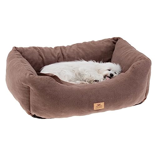 Ferplast Hundekörbchen Hundesofa Katzenbett COCCOLO Microfleece 50 Weiches Mikrofleece, Waschbar, Taupe von Ferplast