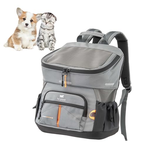 Ferplast Hunderucksack Voyager Backpack, Katzenrucksack, Hundetasche, Hundebox, Weite Öffnung, verstellbare Gurte, Sicherheitsgurt, mit Kissen, max. 10 kg, 29 x 21 x 36 H, Grau Ferplast Hunderucksack Voyager Backpack, Katzenrucksack, Hundetasche, Hundebox, Weite Öffnung, verstellbare Gurte, Sicherheitsgurt, mit Kissen, max. 10 kg, 29 x 21 x 36 H, Grau von Ferplast