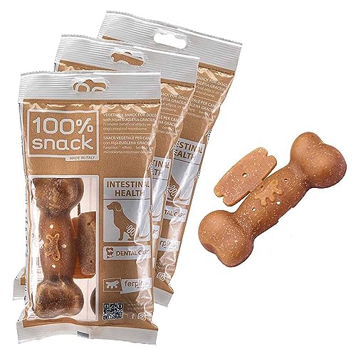 Ferplast Hundesnack Natürlicher Hundesnack für Hunde Snacks Mundhygiene groß für die Darmgesundheit mit Euglena Algen Set mit 3 Packungen 420g von Ferplast