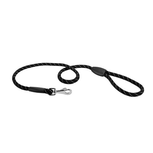 Ferplast Hundeleine Sport Reflex Robuste Reflektierende Hundeleine aus weichem Nylon mit Metallkarabiner, Griff für sichere Kontrolle, Länge 120 cm, Schwarz von Ferplast