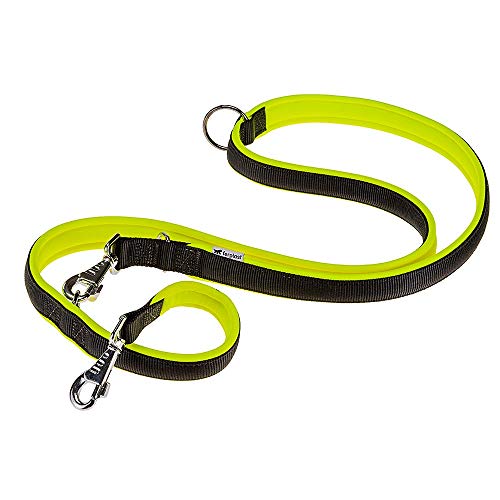 Ferplast Hundeleine ERGOFLUO, Trainingsleine für Hunde, Hundeleine Mittelgroße Hunde, Ergonomisch Gepolsterter Griff, Metallkarabinerhaken, aus Nylon, 200 cm, Gelb von Ferplast