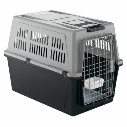 Ferplast Hundetransportbox Transportbox für große Hunde ATLAS 80, Reisebox für Hunde, Sicherheitsverriegelung, Lüftungsgitter, 80 x 118 x h 88 cm Grau von Ferplast