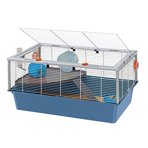 FERPLAST Nagetierkäfig CRICETI 15 für Hamster, aus Metall, inklusive Zubehör: Futterkrippe, Trinkflasche, Haus, Rad, Regal, Leiter. 78x48xh39cm von Ferplast