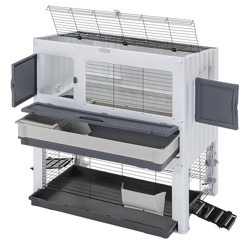 Ferplast Kaninchenkäfig Bonnie mit Haustiergehege, Kaninchenstall für den Innenbereich, Meerschweinchenkäfig, mit Gehege für Kaninchen, Kaninchenhaus und Wasserflasche, 108 x 64 x H 113 cm von Ferplast