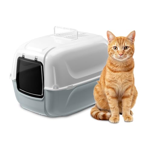 Ferplast Katzentoilette XXL, mit 2 Geruchsfilter und Schaufel, Grau, L 67 × B 49 × H 47 cm von Ferplast