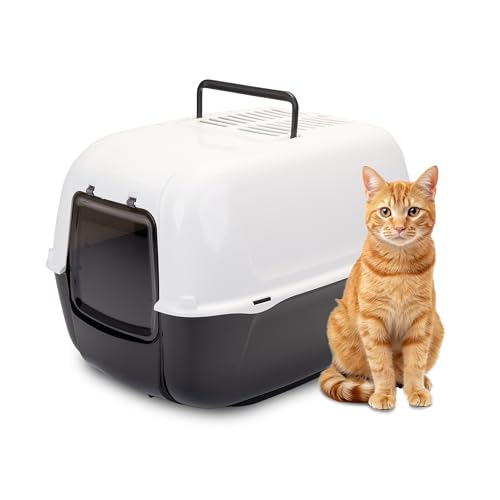 FERPLAST - Katzentoilette - Katzenklo mit Deckel - Schwingtür - Aktivkohlefilter zur Geruchsneutralisierung - Katzenklo Groß - Cat Litter Box - 39,5 X 52,5 x h 38 cm - Prima Toilette, SCHWARZ von Ferplast