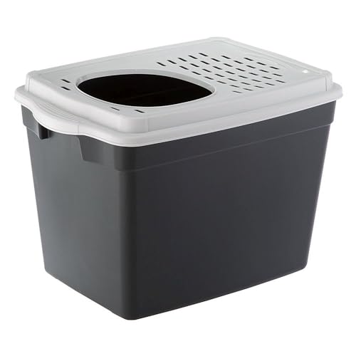 Ferplast Katzenklo, Katzentoilette mit Deckel, mit Zugang von Oben, perforierter Deckel, 38,8 x 57,5 x H 39 cm, Jumpy große Katzentoilette, schwarz Ferplast Katzenklo, Katzentoilette mit Deckel, mit Zugang von Oben, perforierter Deckel, 38,8 x 57,5 x H 39 cm, Jumpy große Katzentoilette, schwarz von Ferplast
