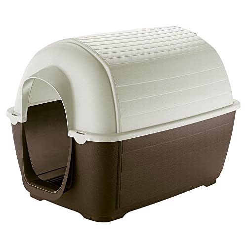 Ferplast Outdoor Hundehütte Kenny 03 Hundehütte aus Schlag- und UV-beständigem Thermoplast, Drainage-System, Lüftungsgitter, Zum reinigen Dach abnehmbar, 60 x 89 x h 60 cm von Ferplast