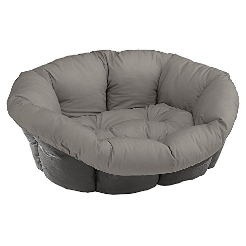 Ferplast Hundekissen, Hundebett und Katzenbett SOFA 'CUSHION 2 Kissen für Haustiere, gepolsterter Bezug, weiche waschbare Baumwollpolsterung, verstellbar mit Gummizug, 52 x 39 x h 21 cm grau von Ferplast