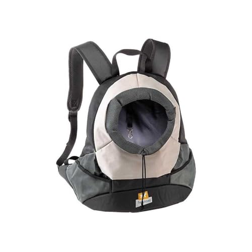 Ferplast Hunderucksack KANGOO, Katzentrucksack, Hundetasche, weite Öffnung, Sicherheitsgurt, verstellbare Gurte, max. 8 kg, 41,5 x 20 x 43H cm, Grau von Ferplast