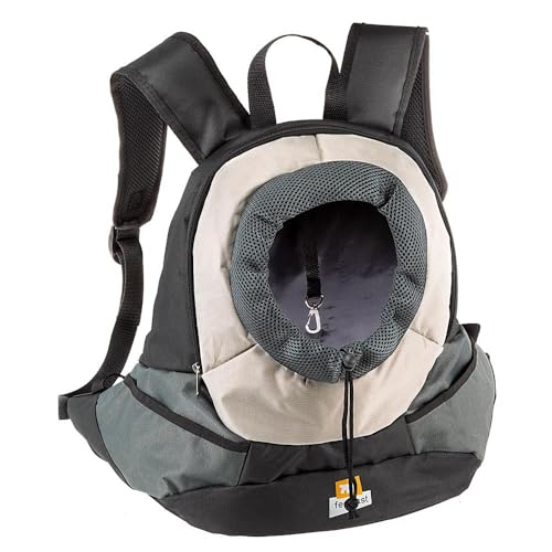 Ferplast Hunderucksack KANGOO, Katzentrucksack, Hundetasche, verstellbare Gurte, Sicherheitsgurt, max. 6 kg, 37 x 16 x 36,5 H cm, Grau von Ferplast