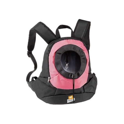 Ferplast Hunderucksack KANGOO, Katzentrucksack, Hundetasche, verstellbare Gurte, Sicherheitsgurt, max. 6 kg, 37 x 16 x 36,5 H cm, Rosa von Ferplast