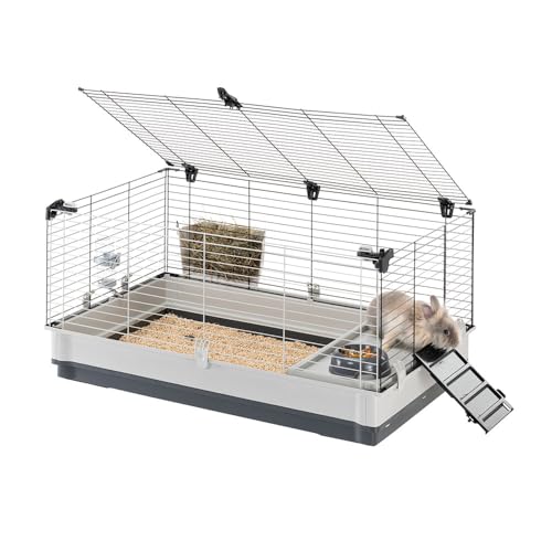FERPLAST - Meerschweinchen Käfig - Hasenkäfig - Kaninchenkäfig - Häuschen und Zubehör Inklusive - Viel Platz für Kaninchen - Öffnenden & Modular 100 x 60 x h 50 cm - Krolik, 100 von Ferplast