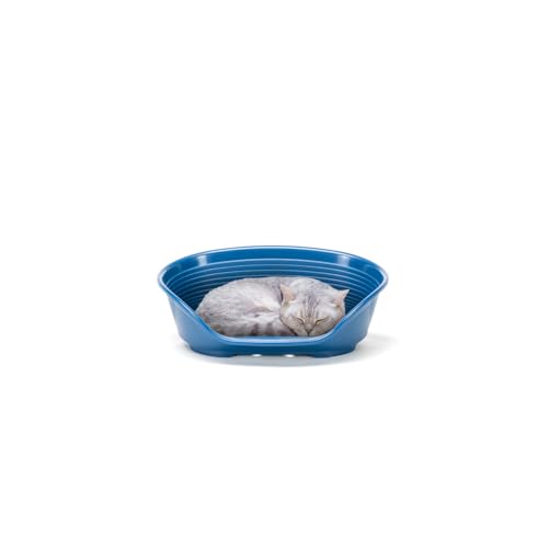 FERPLAST - Hundebett & Katzenbett - Kunststoff-Hundebett Extra Small - 100% recycelter Kunststoff - Hundebett waschbar - Hundekorb - atmungsaktiv & rutschfest - Siesta Deluxe, 43 x 28 x h 17,5 CM, BLAU von Ferplast