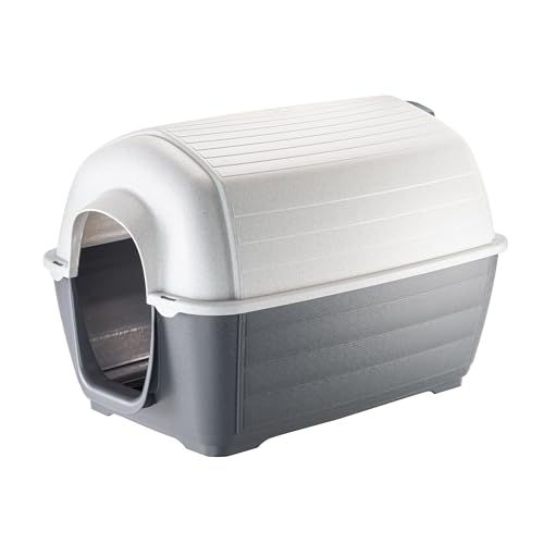 Ferplast Outdoor Hundehütte Kenny 01 Hundehütte aus Schlag- und UV-beständigem Thermoplast, Drainage-System, Lüftungsgitter, Zum reinigen Dach abnehmbar, 50 x 78 x h 50 cm von Ferplast