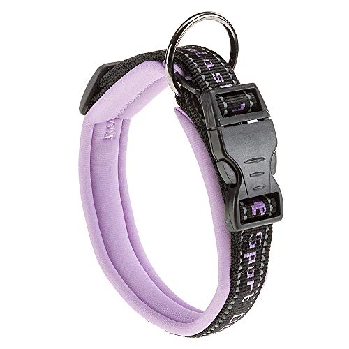 Ferplast Hundehalsband Sport Dog, Weich Gepolstertes Nylon Hunde Halsband für große Hunde, Verstellbare und Reflektierend, Größe: 2,5 cm (35-45 cm), Violett von Ferplast