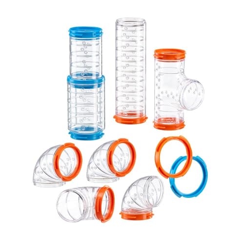 Ferplast Röhren Hamster-Set, Zubehör für Hamsterkäfig, insgesamt 9 Teile, Hamster Tunnel Rohr mit Belüftungslöchern, Kurven und Beschläge im Lieferumfang enthalten, KIT Tube Curve, Hamster Spielzeug von Ferplast