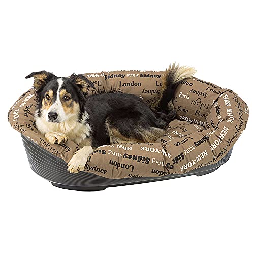 Ferplast Hundekissen, Hundebett und Katzenbett SOFA 'CUSHION 10 Kissen für Haustiere, gepolsterter Bezug, weiche waschbare Baumwollpolsterung, verstellbar mit Gummizug, 96 x 71 x h 32 cm braun von Ferplast