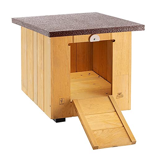 Ferplast Hundehütte kleine Hunde BAITA 40 aus FSC-Holz, Hundehaus Outdoor Wetterfest, Isolierende Kunststofffüße, Tür mit Bissschutzkante aus Aluminium, 39 x 50 x h 43 cm. von Ferplast