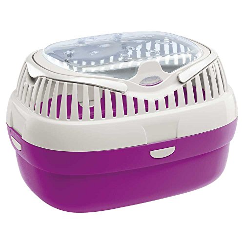 Ferplast Transportbox für Hamster und andere kleine Nagetiere Aladino Large Reisekäfig für Hamster, Belüftungsgitter, komfortabler Griff, sicherer Verschluss, 36 x 26 x 23 cm, Fuchsia von Ferplast