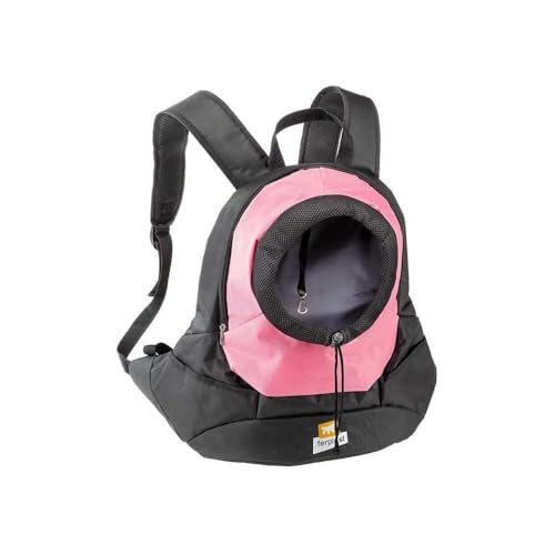 Ferplast Hunderucksack KANGOO, Katzentrucksack, Hundetasche, weite Öffnung, Sicherheitsgurt, verstellbare Gurte, max. 8 kg, 41,5 x 20 x 43H cm, Rosa von Ferplast