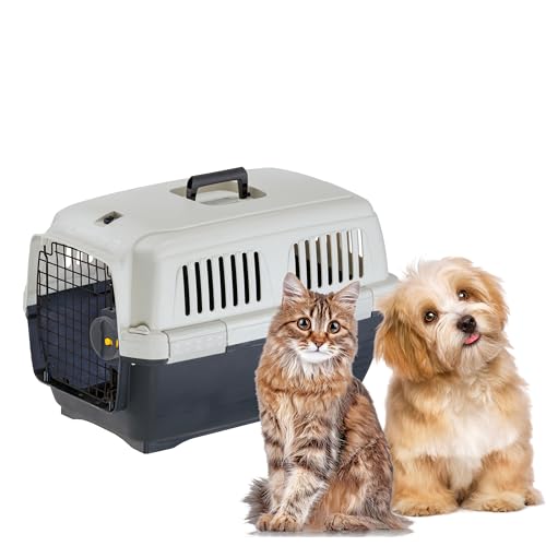 Ferplast Katzentransportbox Clipper 2, Hundetransportbox, IATA-zugelassene Reisebox, Haustiertransportbox für kleine Hunde und Katzen bis 8 kg, für Autoreisen, Flugzeug, Zug, 57x 37 x H 36 cm von Ferplast
