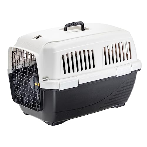 Ferplast Katzentransportbox Clipper 3, Hundetransportbox, IATA-zugelassene Reisebox, Haustiertransportbox für kleine Hunde und Katzen bis 15 kg, für Autoreisen, Flugzeug, Zug, 64 x 43 x H 43 cm von Ferplast